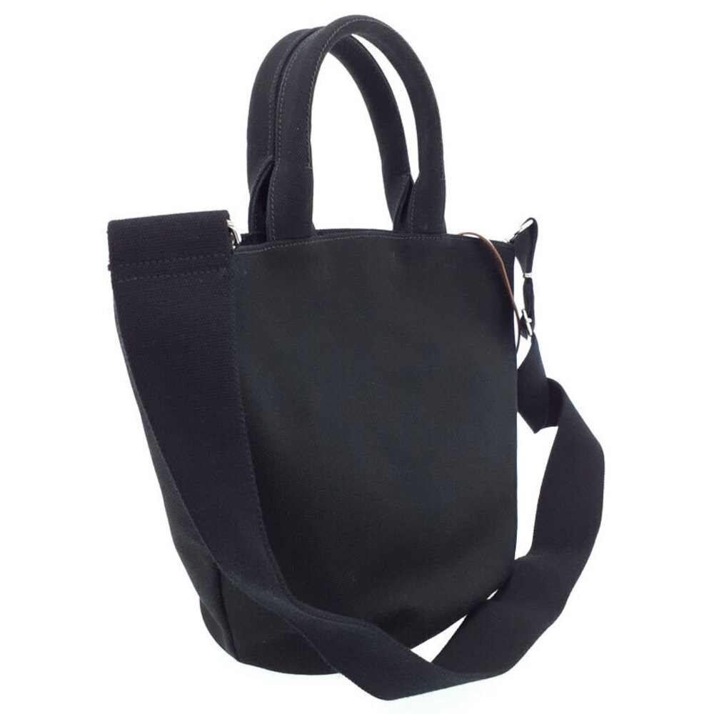 Prada Logo Tote Shopping Canapa Black canvas 2way Convertible